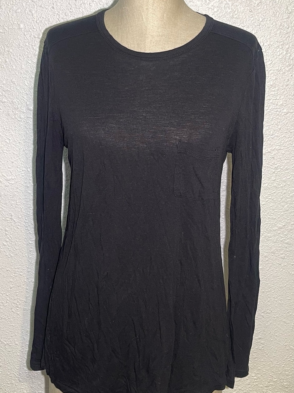 T Alexander Wang Classic Black Long-Sleeve Pocket Tee shirt size Medium